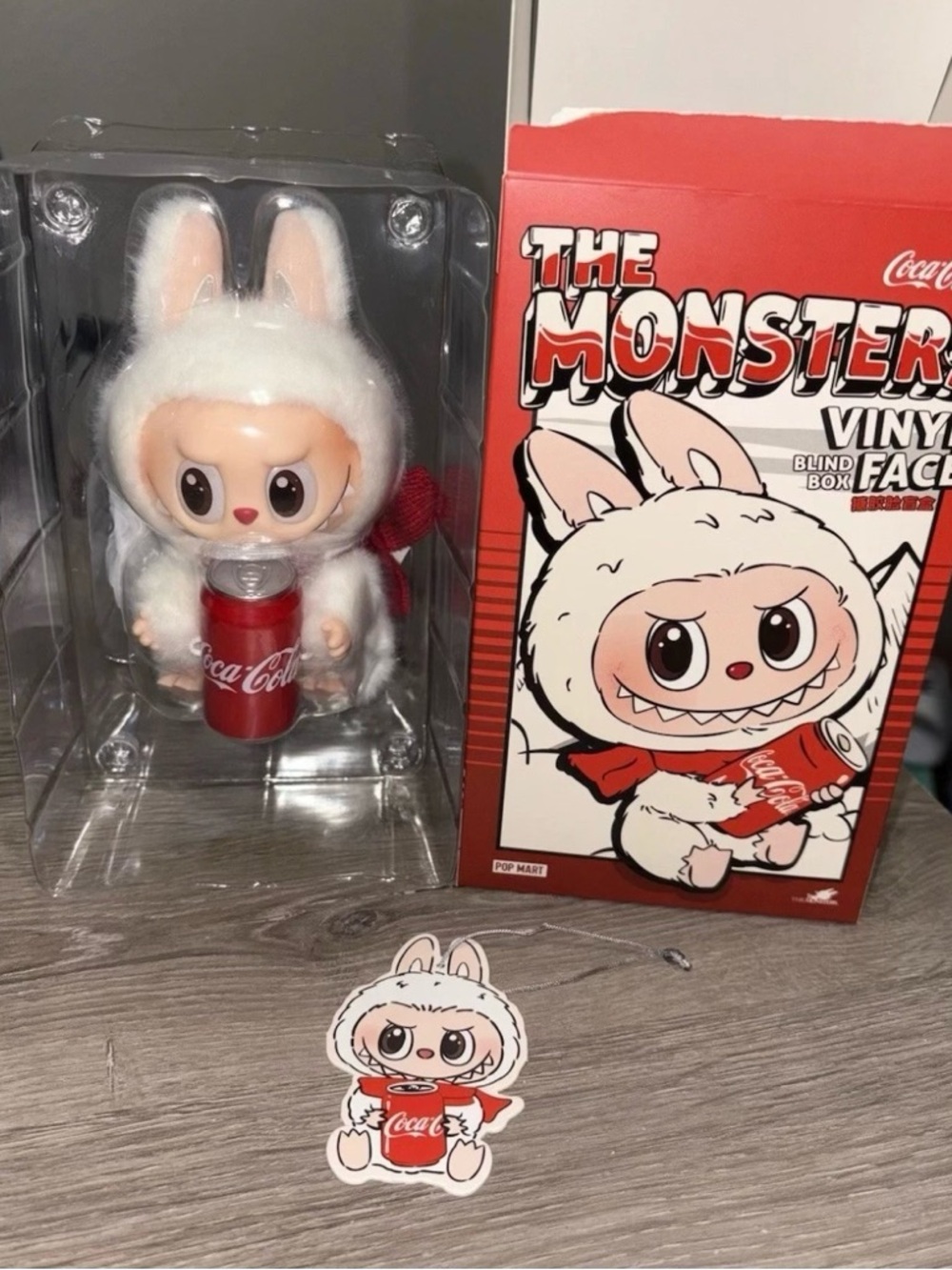 AUTHENTIC Pop Mart Labubu The Monsters Coca Cola Can Happy Factor Plush Pendant